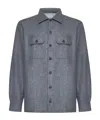 Brunello Cucinelli Wool Shirt With Straight Hem And Buttoned Hems In Gray