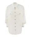 Brunello Cucinelli Elegant Silk Snap-front Shirt With Pockets In White