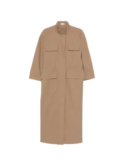 Brunello Cucinelli Flap-pocket Maxi Dress In Brown