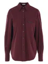 Brunello Cucinelli Flap-pocket Shirt In Burgundy