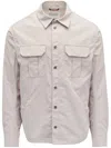 Brunello Cucinelli Men Shirt-style Outerwear Unlined In Water-repellent Microfibre With Heat Tapes In Neutrals