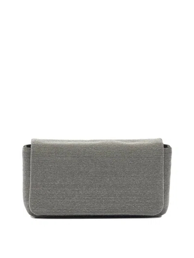 Brunello Cucinelli "flap Precious" Crossbody Bag In Gray