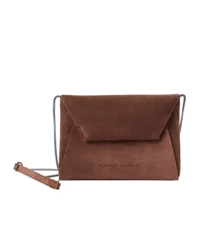 Brunello Cucinelli Flap Shoulder Bag In Burgundy