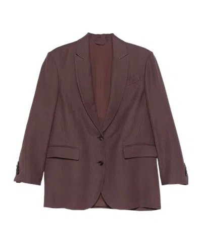 Brunello Cucinelli Flap-pocket Button Blazer In Purple