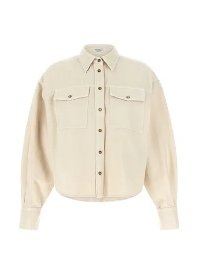 Brunello Cucinelli Flap-pocket Button-fastening Shirt In Neutral
