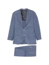 Brunello Cucinelli Flap-pocket Single-breasted Suit In Blue