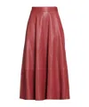 Brunello Cucinelli Natural Washed Leather Midi Circle Skirt In Brown