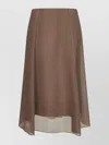 Brunello Cucinelli Asymmetric Flared Midi Skirt With Stitched Accents