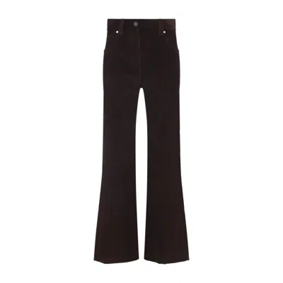 Brunello Cucinelli Flared Brown Trousers With High Waist In Black
