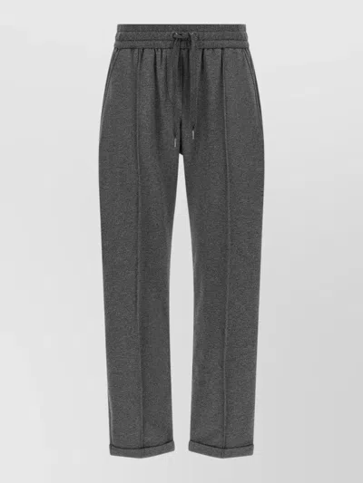 Brunello Cucinelli Flared High Rise Cropped Track Joggers In Gray