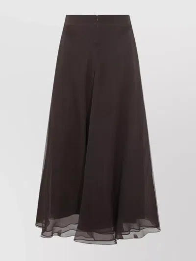 Brunello Cucinelli Flared High-waisted Sheer Overlay Skirt