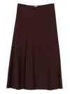 Brunello Cucinelli Flared Knitted Skirt In Burgundy