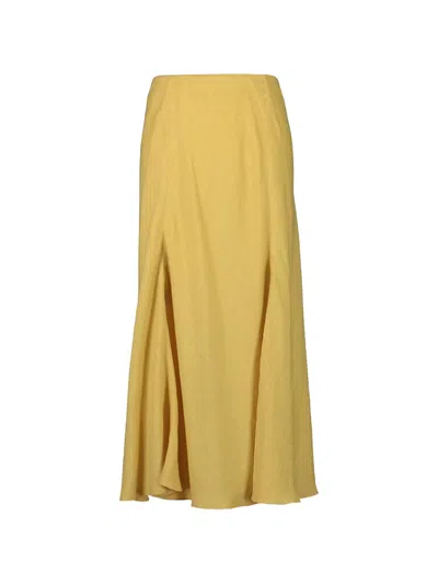 Brunello Cucinelli Flared Midi Skirt In Yellow