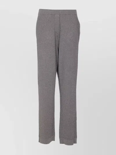 Brunello Cucinelli Flared Ribbed Texture Metallic Finish Trousers