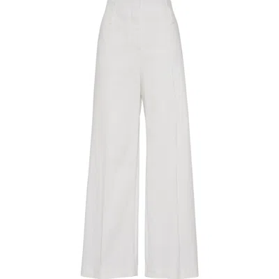 Brunello Cucinelli Flared Sartorial Trousers In White