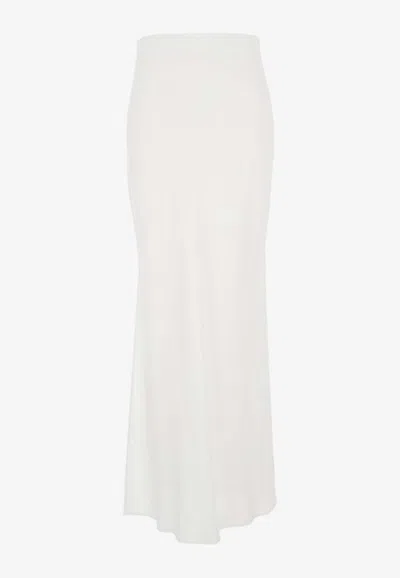Brunello Cucinelli Flared Satin Midi Skirt In White
