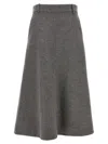 Brunello Cucinelli Wool Midi Flute Skirt In Gray