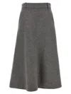 Brunello Cucinelli Grey Virgin Wool Flute Skirt In Gray