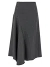 Brunello Cucinelli Asymmetric Virgin Wool Midi Skirt In Gray