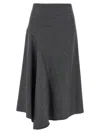 Brunello Cucinelli Asymmetric Virgin Wool Midi Skirt In Gray