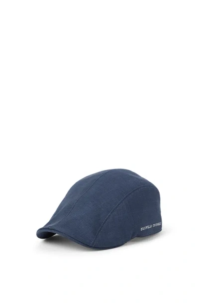 Brunello Cucinelli Flat Cap In Denim
