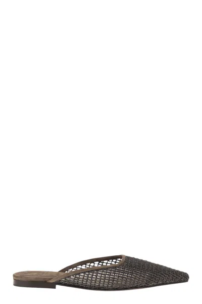 Brunello Cucinelli Flat Pointed Mule In Black