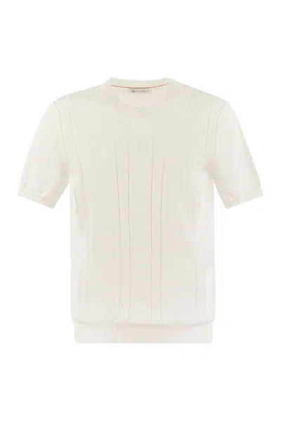 Brunello Cucinelli Flat-ribbed Cotton Knit T-shirt In Neutral