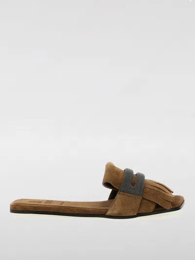 BRUNELLO CUCINELLI FLAT SANDALS BRUNELLO CUCINELLI WOMAN COLOR BEIGE,G52647022