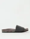 Brunello Cucinelli Grey Suede Slide Sandals With Monile Detail  Woman In Black