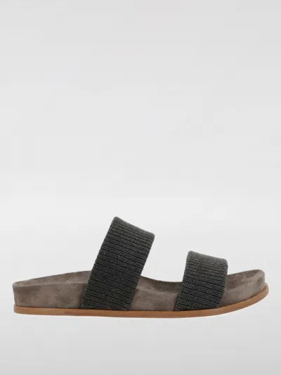 BRUNELLO CUCINELLI FLAT SANDALS BRUNELLO CUCINELLI WOMAN COLOR BROWN,G71558032