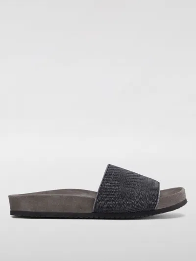 BRUNELLO CUCINELLI FLAT SANDALS BRUNELLO CUCINELLI WOMAN COLOR GREY,G51814020