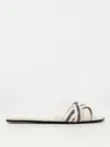 Brunello Cucinelli Leather Monili Flat Slide Sandals In 象牙色