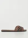 Brunello Cucinelli Leather Monili Flat Slide Sandals In Leather