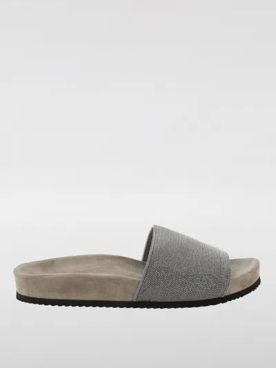 BRUNELLO CUCINELLI FLAT SANDAL BRUNELLO CUCINELLI WOMAN COLOR SILVER,G25987061