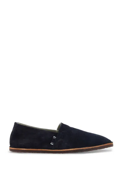 Brunello Cucinelli Suede Espad In Blue