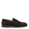 Brunello Cucinelli Leather-trimmed Suede Penny Loafers In Blue