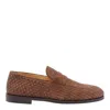 Brunello Cucinelli Woven Suede Penny Loafer In Brown
