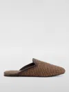 Brunello Cucinelli Brown Techno Raffia Precious Trim Slippers In Beige