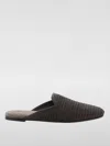 Brunello Cucinelli Monili-embellished Raffia Slippers In Dark