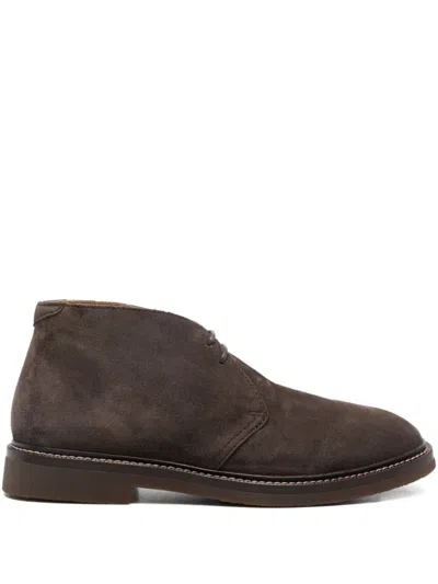 Brunello Cucinelli Suede Lace-up Desert Boots In Brown