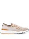 Brunello Cucinelli Mesh-panel Lace-up Sneakers In Multicolor