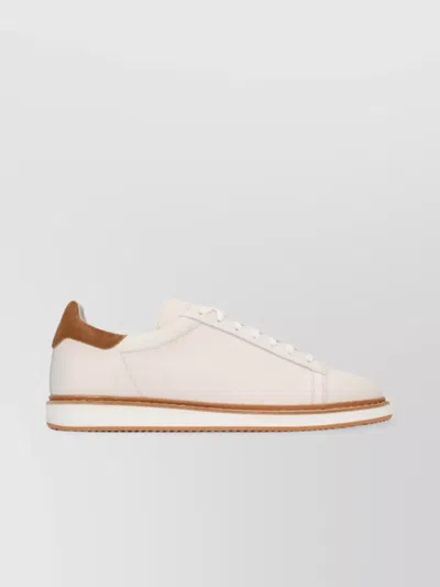 Brunello Cucinelli Flat Sole Round Toe Sneakers In Beige