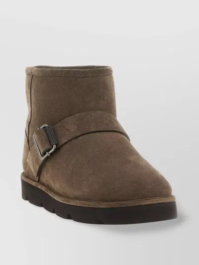 Brunello Cucinelli Flat Sole Suede Ankle Boots