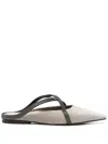Brunello Cucinelli Flat Square Pointed Ballet In Gray