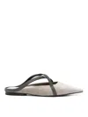 Brunello Cucinelli Square Pointed Ballet Flat With Cross Strap In Gold