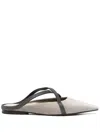 Brunello Cucinelli Flat Square Pointed Ballet Shoes In Ice
