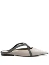 Brunello Cucinelli Flat Square Pointed Ballet Shoes In Grey