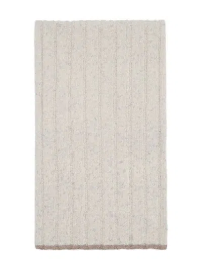 Brunello Cucinelli Flecked Cashmere Ribbed Knit Scarf Accessories In Neutral