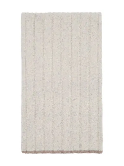 BRUNELLO CUCINELLI FLECKED CASHMERE RIBBED KNIT SCARF