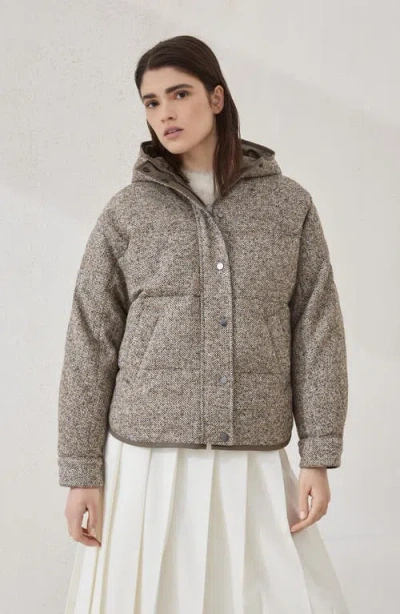 BRUNELLO CUCINELLI BRUNELLO CUCINELLI FLECKED CHEVRON DOWN JACKET
